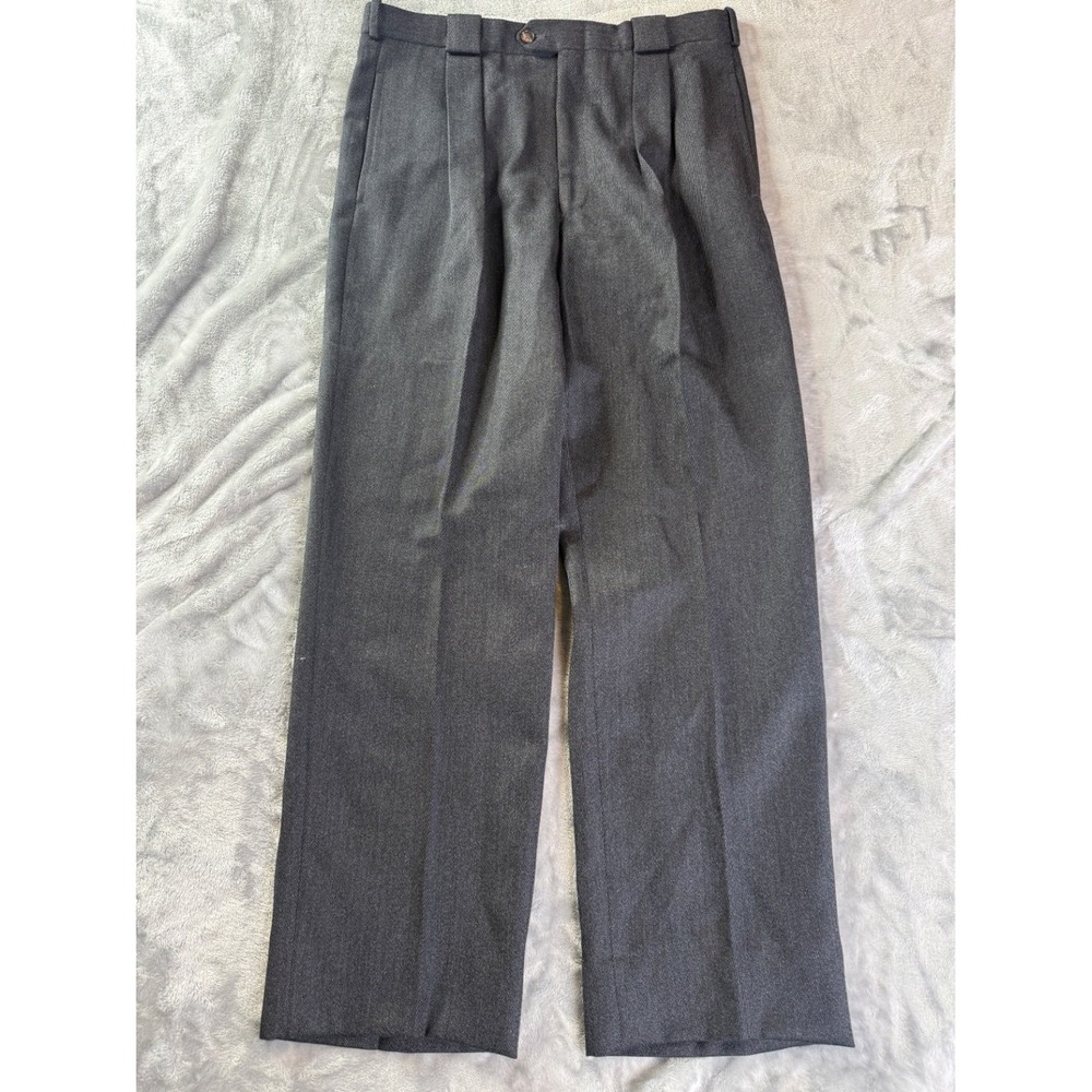 Barry Bricken Mens 34x29 Pleated Dress Trousers Size 34 Charcoal Gray